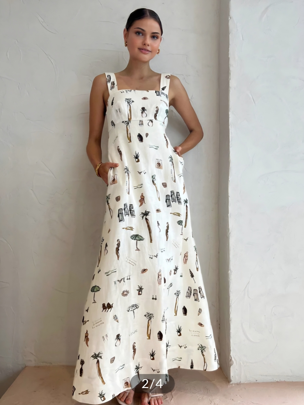 Tropical Print Knotted Long Dress - Picture 3 of 3